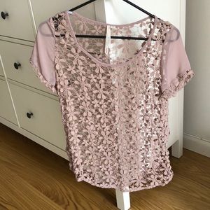 Sheer dusty rose flower top